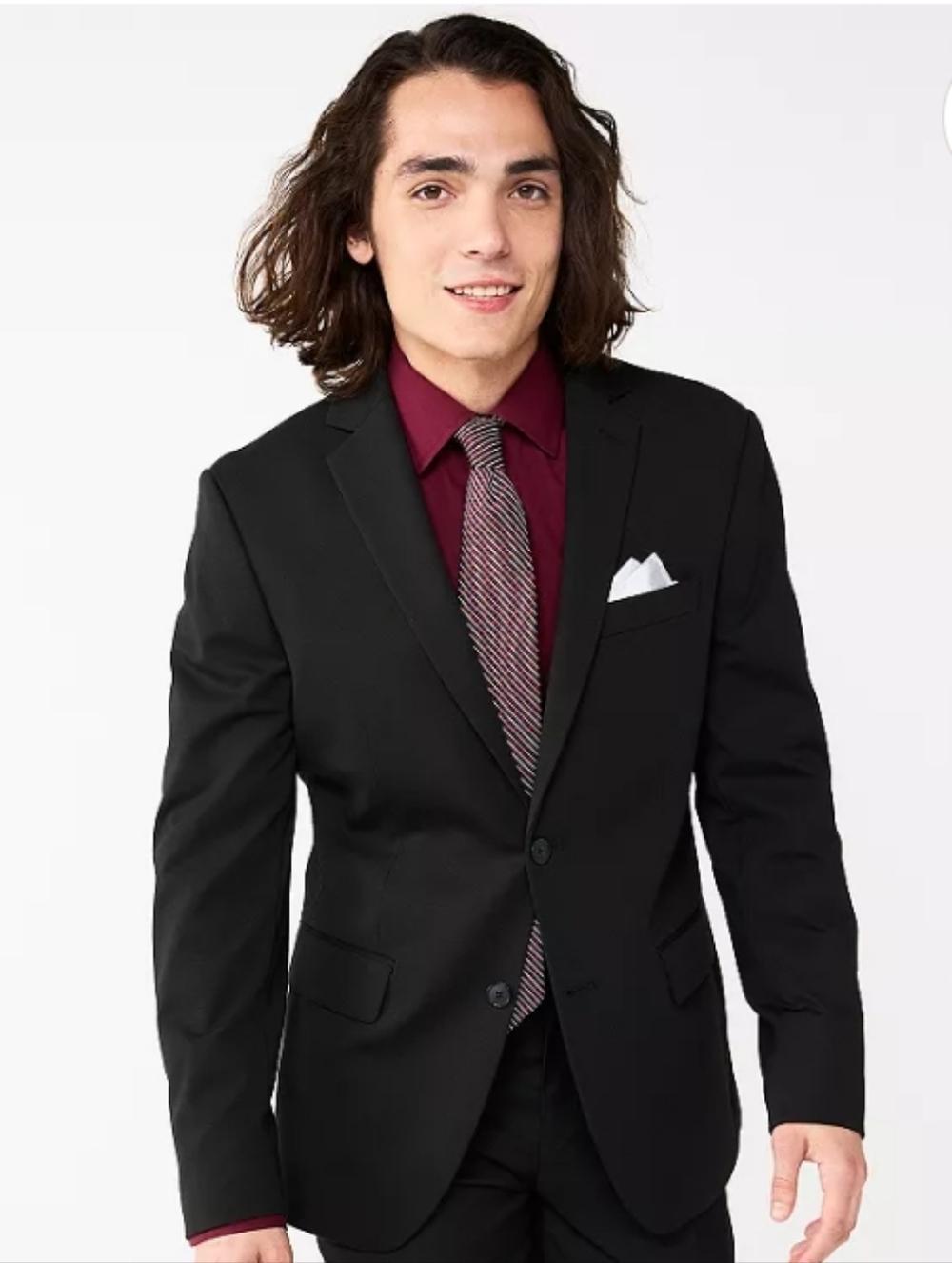 Black Older Boys Three-Button Suit Jacket